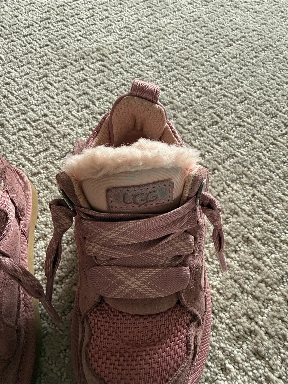 UGG Pink Girls' Plush-Lined Lace-Up Boots